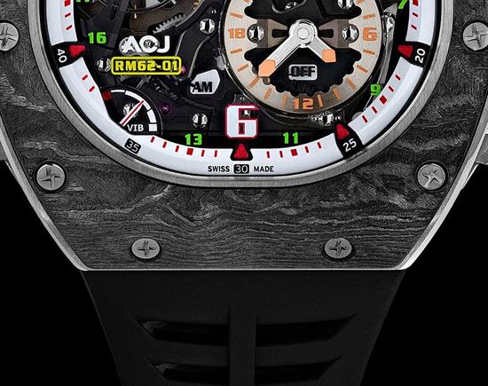  RM 62-01 采用了碳纤复合表壳材料（图自：Richard Mille，via New Atlas）