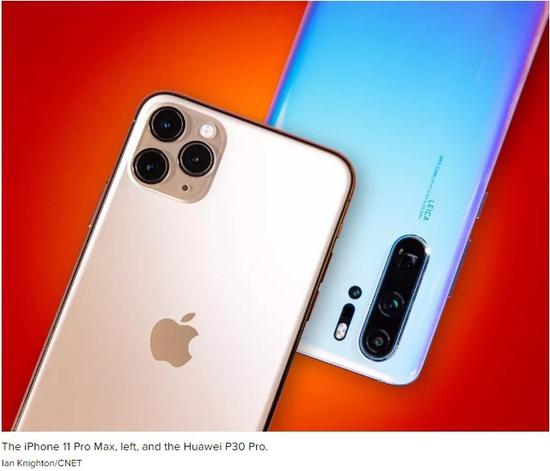 iPhone11 Pro Max/华为P30 Pro对比（图：CNET）