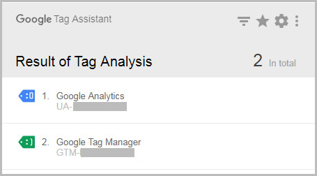 Tag Assistant显示Analytics