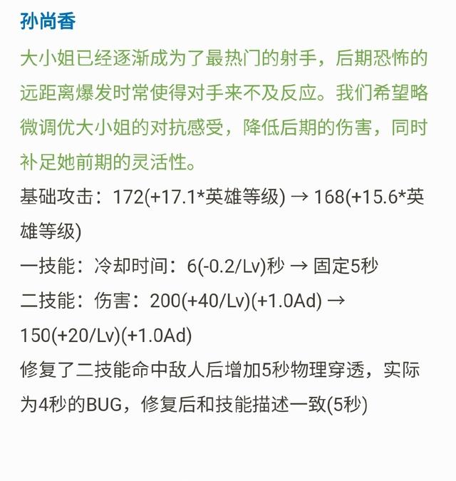 王者荣耀孙尚香不再秒人,伽罗削弱减速降到30%,玩家:守约何时砍？