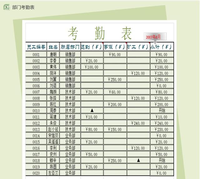 干货，Excel考勤表通用模板，拿去直接套用！