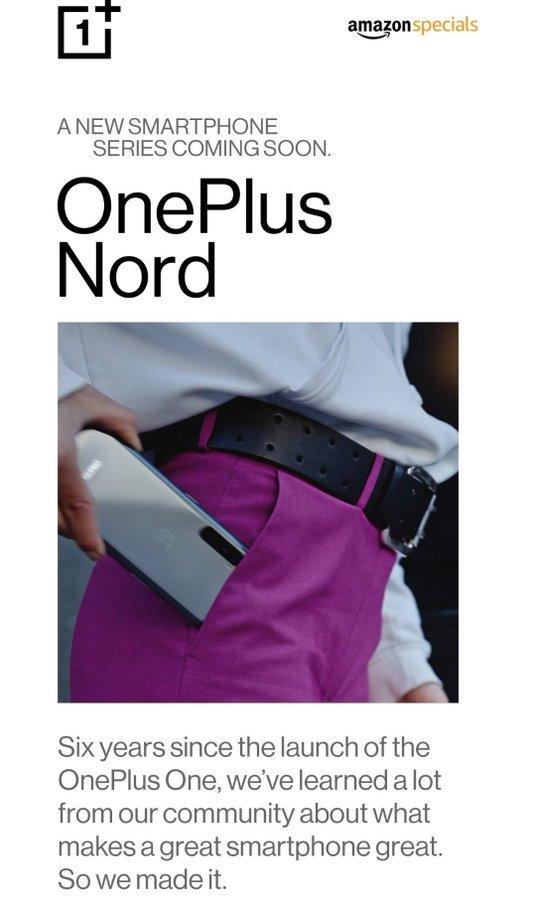 亚马逊印度曝光OnePlus Nord真机图