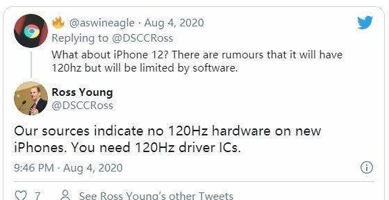 iPhone 12不支持120Hz屏幕，不是不想配置，只是电池不允许