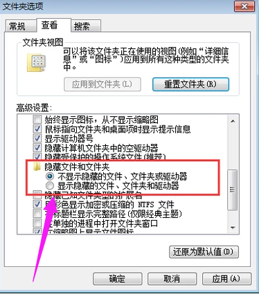 显示系统隐藏文件的操作步骤