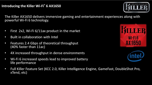 Killer发布AX1650 Wi-Fi 6无线网卡：2.4Gbps、Intel代工