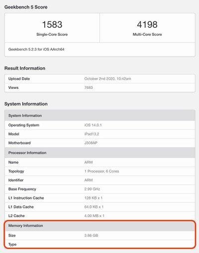 苹果新款iPad Air配备4GB RAM