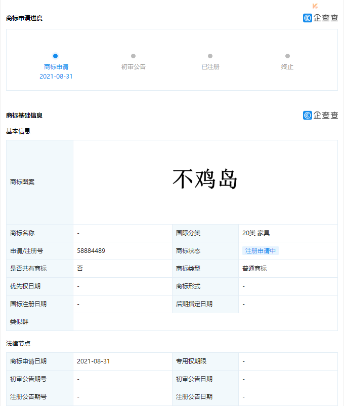 B站申请注册多个“不鸡岛”、“蛋是”商标