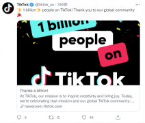 Tiktok 每月有超过 10 亿人使用