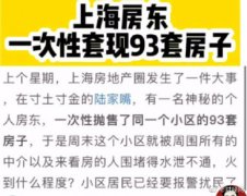 上海神秘房东抛售93套真相：持有者为地产开发商旗下公司