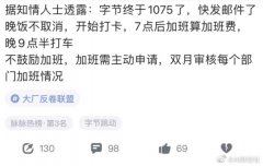 字节跳动将开启 1075 工作制：19 点后加班需提交申请，休息日加班工资 2 倍