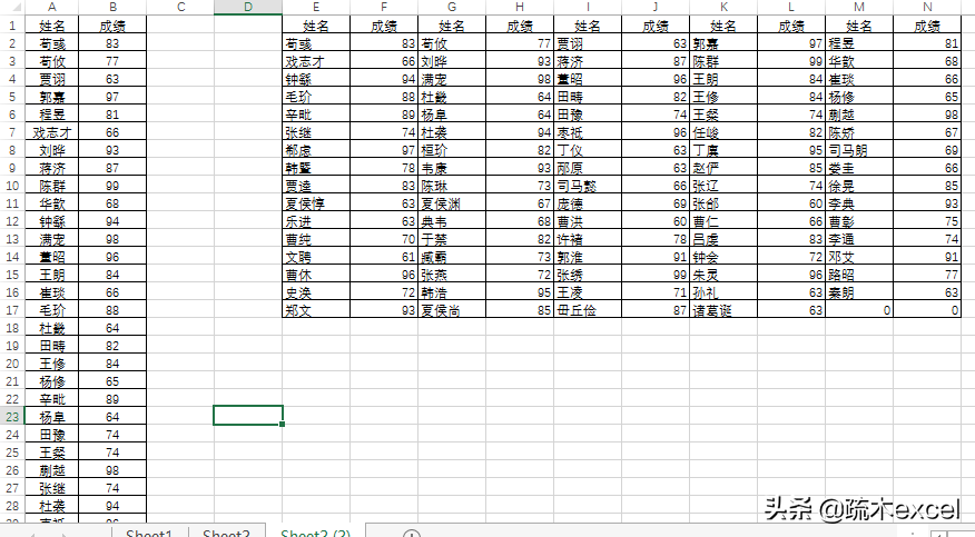 excel如何把一列分成多列（单元格拆分多个小单元格）