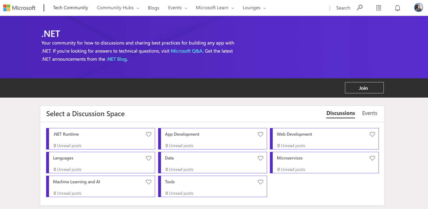 Tech Community home for .NET