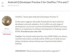 一加7系列手机迎来Android 10开发者最终预览版