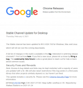 谷歌发布 Chrome 88最新版 已修复一零日漏洞!