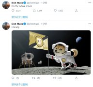 马斯克发布狗狗币登上月球图片