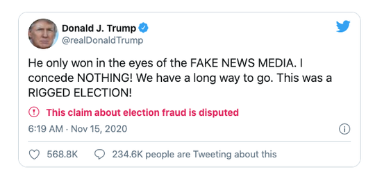 特朗普：&ldquo;他只是在fakenews媒体那里赢了！我绝不退让！&rdquo;