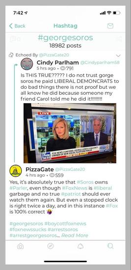 造谣Parler被金融大鳄乔治&middot;索罗斯收购的消息在Parler上传得有鼻子有眼