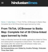外媒：印度宣布禁用59款中国应用 包括TikTok和微信微博 什么情况导致的？