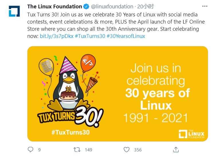 Linux 小企鹅标志 “Tux”30 岁,官方发布庆祝海报