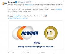 在线销售网站新蛋网宣布可使用狗狗币进行支付!