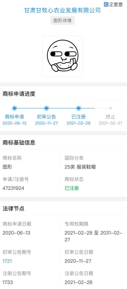 微信吃瓜表情包被抢注商标,申请人为农业公司