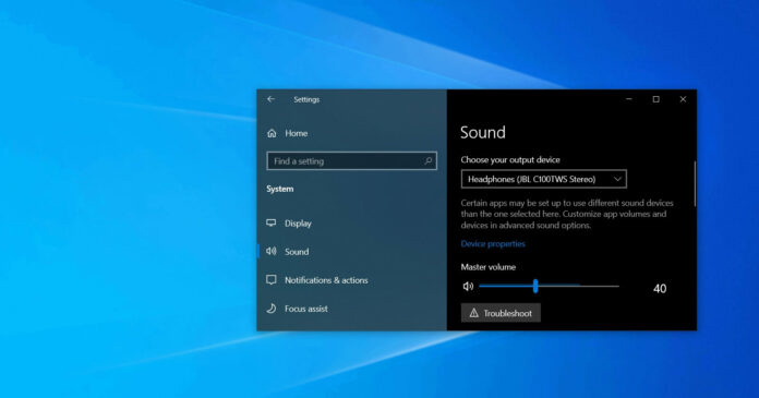 Windows 10 sound settings
