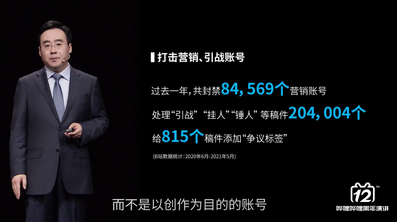 B 站过去一年共封禁 8.4 万个营销账号,能量加油站情绪疏导超 6 万例