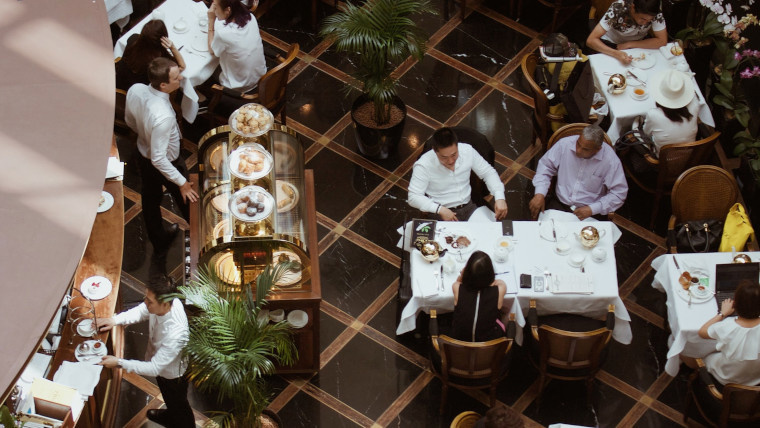 An overhead shot of a restaurant