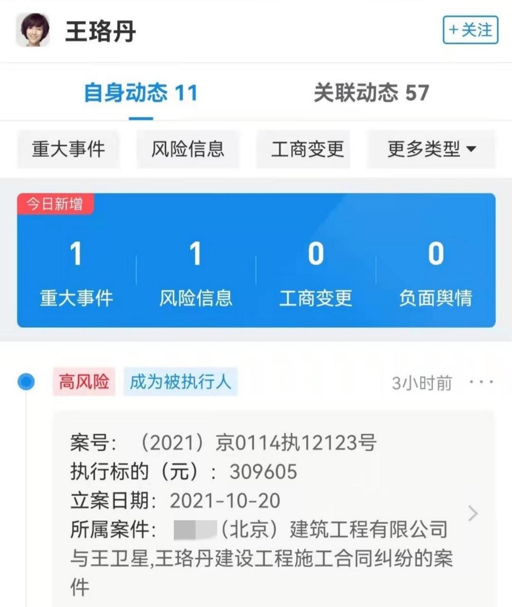 王珞丹拖欠工程款被强制执行（王珞丹因失信成为被执行人）